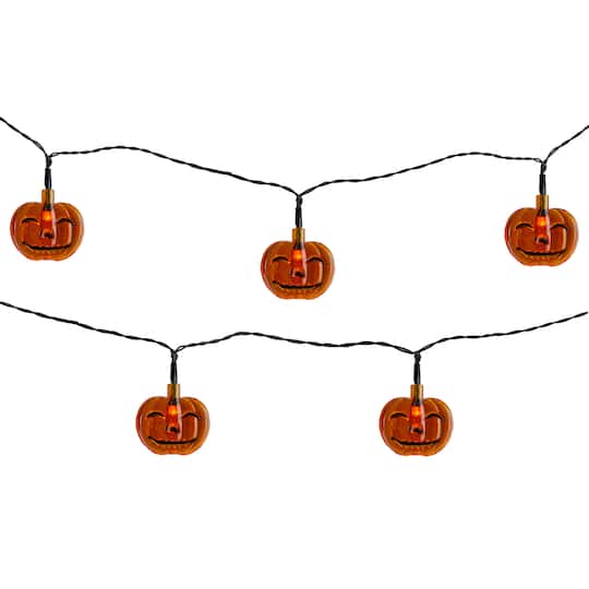 10ct. Orange Jack-O-Lantern LED Mini Halloween Lights
